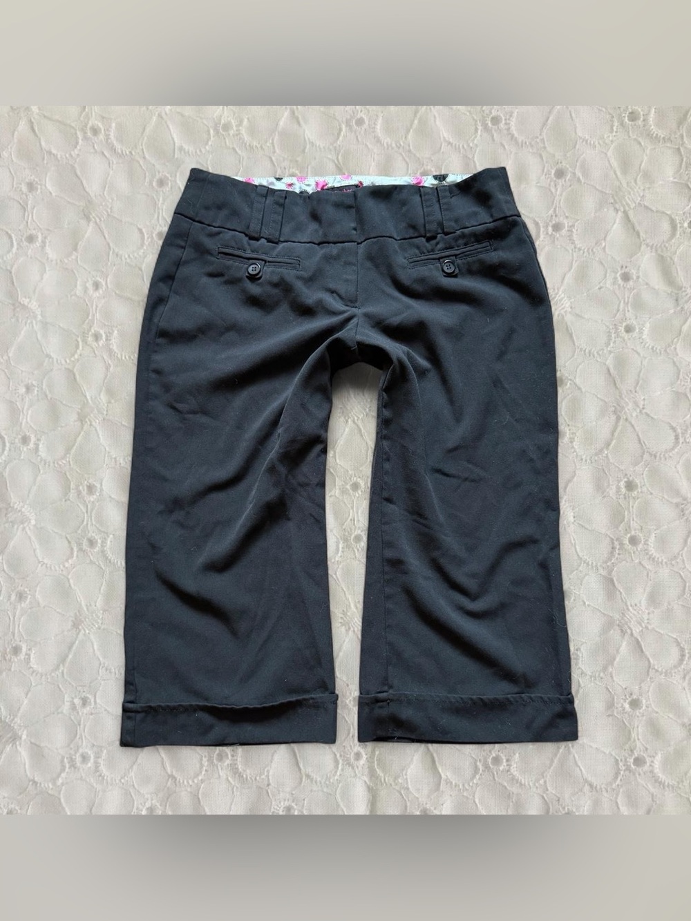 Vintage y2k Joe Benbasset Black Womens Low Rise  Capris with Cuffed Hem